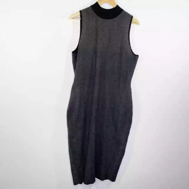 Express Grey Black Knit Mock Neck Sleeveless Sheath Dress Women's Size XLarge XL