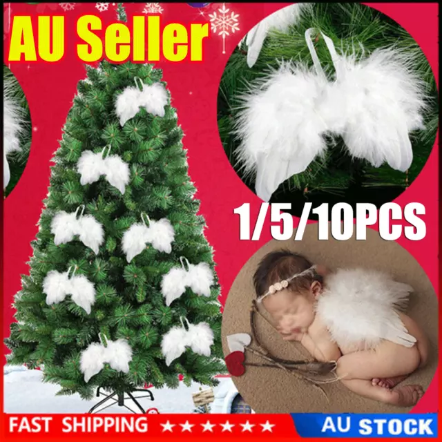Party White Christmas Tree Decor Feather Wing Hanging Ornaments Angel Wings ZO