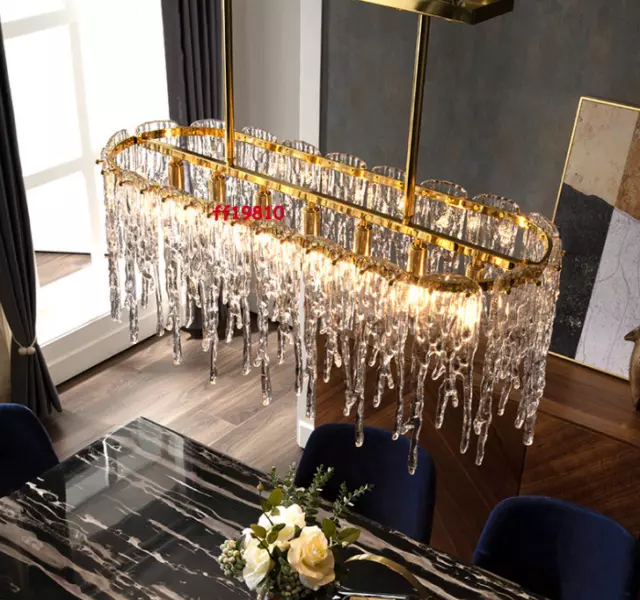 Top Lxuury Copper Large Ice Crystal LED Pendant Light Ceiling Lamp Chandelier.