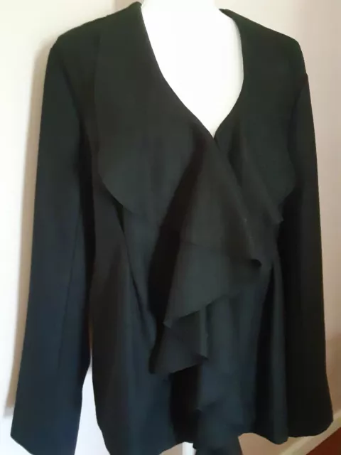 Simply Vera Vera Wang Ruffle Front Black Jacket Blazer Wool Blend Size XL V-Neck