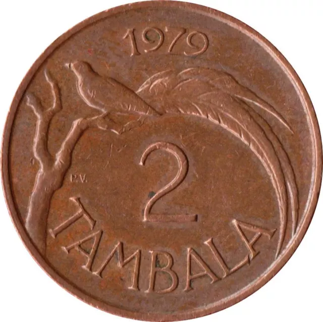 Malawi 2 Tambala Coin | Hastings Banda | Paradise Bird | KM8 | 1971 - 1982