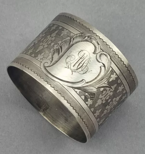 Großer Serviettenring Silber 950er Frankreich Monogramm DM  napkin ring  (122)