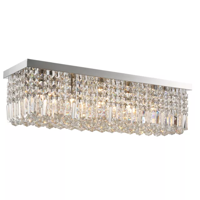 HOMCOM Modern Crystal Ceiling Light Square Chandelier for Home Office Silver