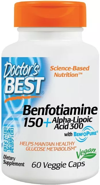 Doctors Best Benfotiamine 150 + Alpha Lipon  Säure Verwaltet Glukose