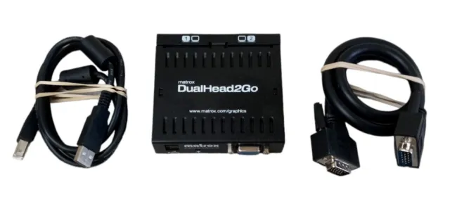 f2 MATROX DUALHEAD2GO Analog Dual VGA Edition w/ USB Adapter & VGA Cord