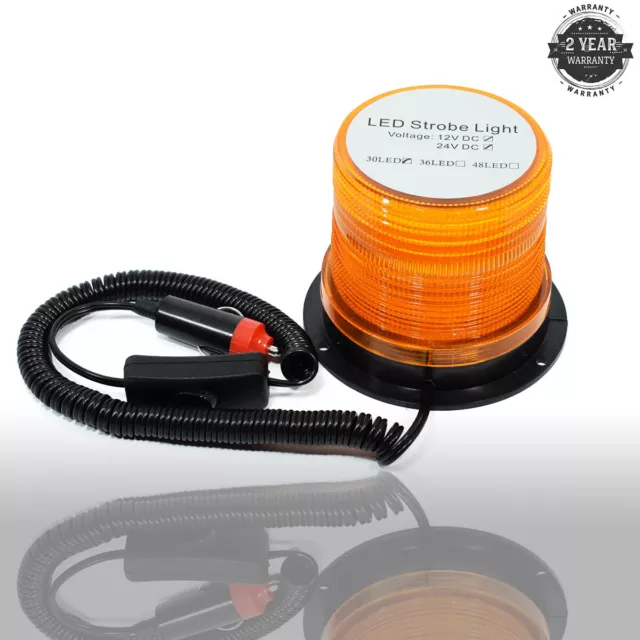 LED Gyrophare Orange Phare D’Avertissement Clignotant Magnétique 12V Avec Prise