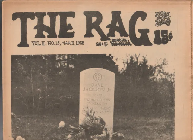 Underground Newspaper , THE RAG , AUSTIN TEXAS ,Social History ,MARCH 11 , 1968