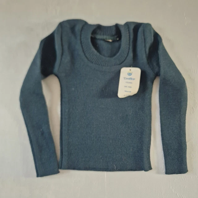 Treffer Young Girls Knit Top -18-24 mth-Green Acrylic Vintage Deadstock 70s KA45