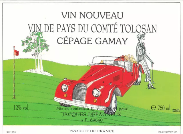  Étiquette de vin Thème BD véhicule ancien neuve très bon état