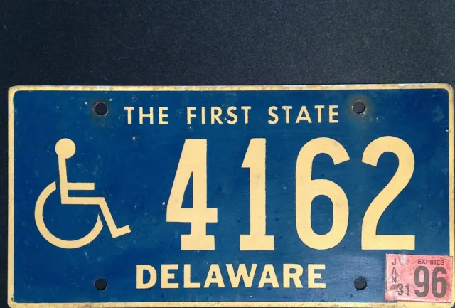 1996 Delaware Handicap Person License Plate - 4162 - The First State