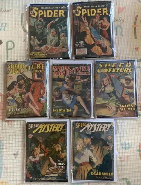 Golden age pulp lot of 7 The Spider Master of Men Speed Mystery Adventure 1940