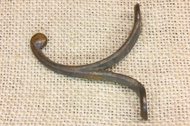 Old Single Coat Hook 1850’s School Farmhouse Wardrobe Rare Antique Cast BRASS! 2