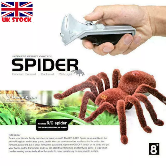 UK Remote Control Creepy Soft Scary Plush Spider Infrared RC Tarantula Kid Toys