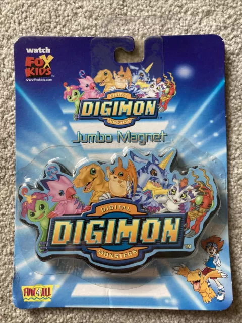 Digimon Jumbo Magnet Vintage 2000 Digital Monsters Greymon Agumon Gabumon