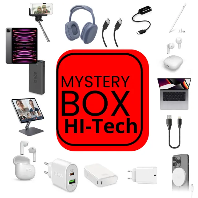 Scatola Box Sorpresa Mistery Prodotti Elettronici Hi-Tech 10 Prodotti Garantiti
