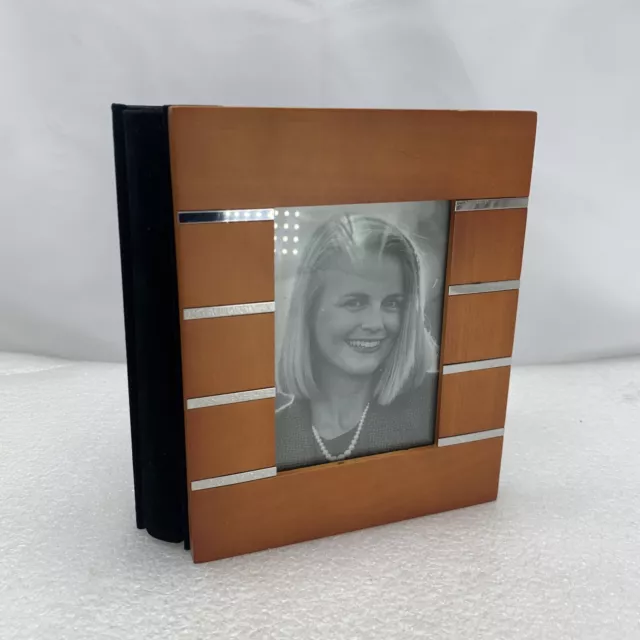 Wood Standing Photo Frame Album 81 Pictures, Black Velvet Back