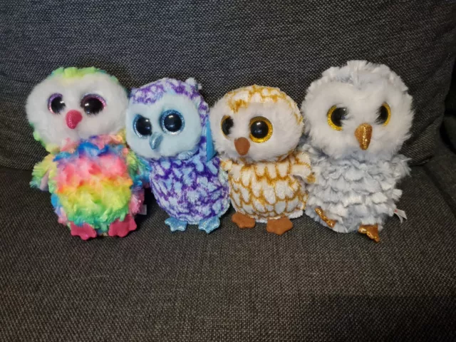 TY Beanie Boos Eule Küscheltier Plüschtier Stofftier 4 Stück