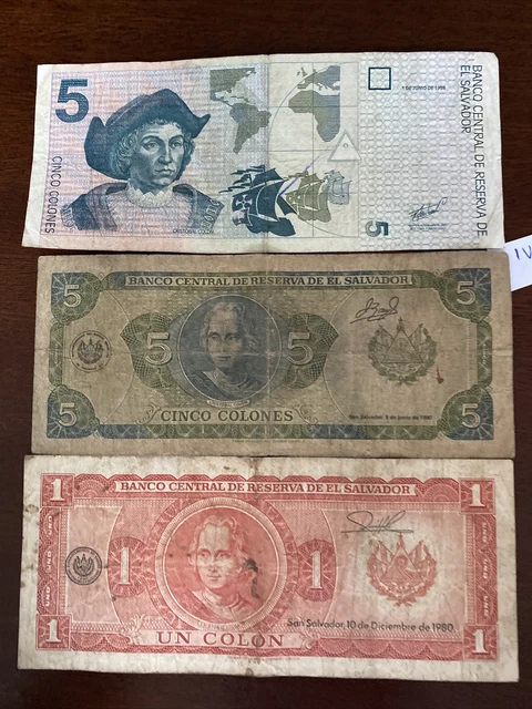 El Salvador banknotes set Three Notes circulated condition Lot IV