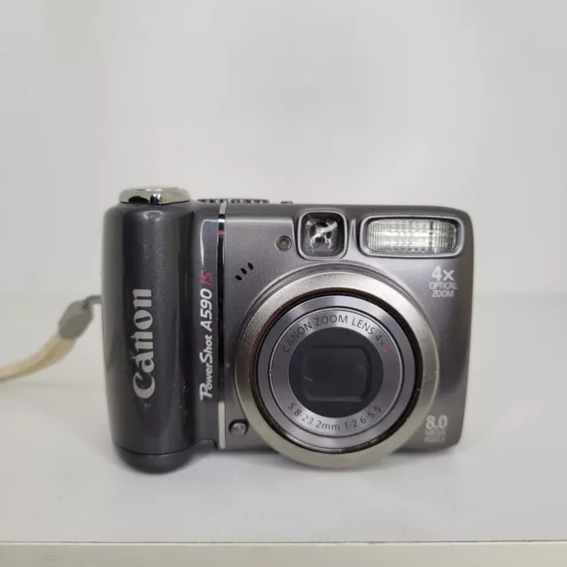 Canon Digital Camera PowerShot A590 IS 8.0MP Gray Compact Working Condition