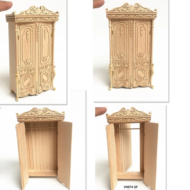 A hidden escape door Wardrobe ARMOIRE Victorian cupboard dollhouse unfinished