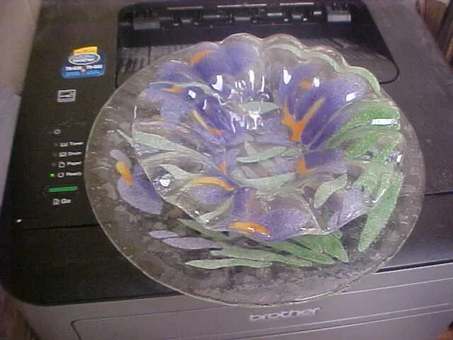 Sydenstricker Fused Glass Iris Purple Bowl & Plate Set(s)