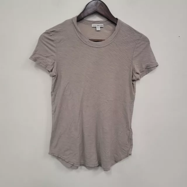 Standard James Perse Womens Slub Crew Neck T Shirt Size 1 S Taupe Short Sleeve