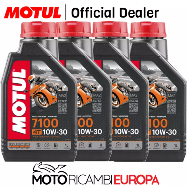 Olio Motore Tagliando Moto Motul 7100 10W30 4T Ma2 100% Sintetico 4 Litro