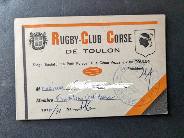 Ancienne Carte D'invitation Rugby – Club Du RCT Toulon, Saison 1969/70