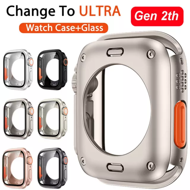 Change To Ultra Case For Apple Watch Series 9 8 7 6 SE 44mm 45mm Protector Cover