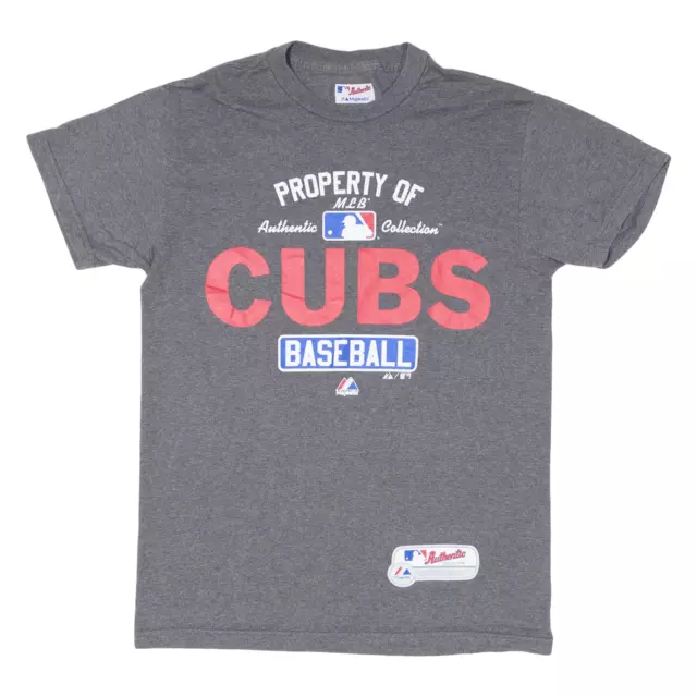 MAJESTIC MLB Chicago Cubs Mens T-Shirt Grey Short Sleeve USA S