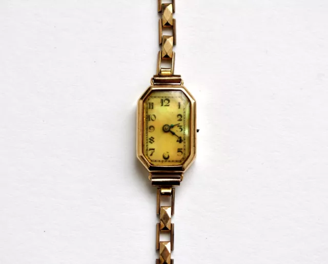 Ladies Vintage Swiss 1930s Art Deco 9ct Gold Tank Wrist Watch - Needs Repair