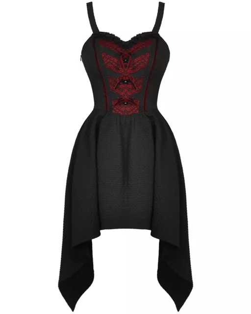 Dark In Love Gothic Lace Chevron Dress - Black & Red