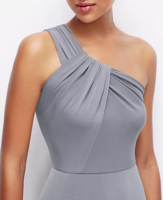 NWT Ann Taylor One Shoulder Jersey Gown Formal Wedding Dress Glacier Teal Blue 0 3