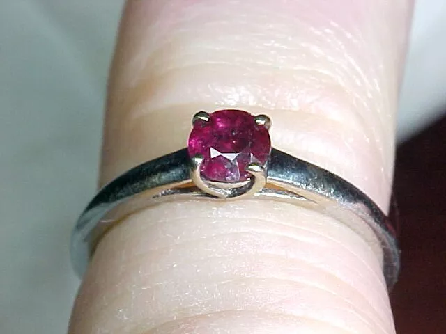 14K White Gold .52 Carat Oxblood Red Genuine Ruby & Cross-Over Ring Mounting