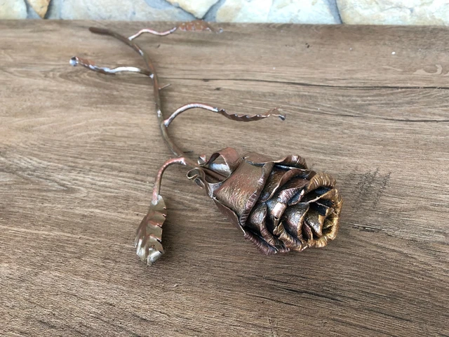 Wrought Iron Rose Hand Made Metal Steel