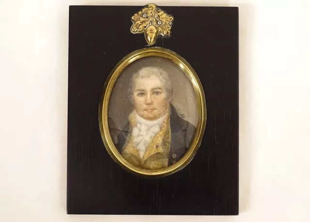 Miniature Painted Portrait Gentleman Aristocrat Noble 19th Century