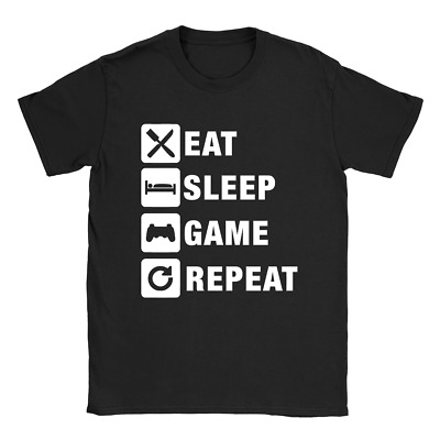 EAT Sleep Gioco Ripetere Da Uomo T-Shirt Divertente PLAYSTATION XBOX REGALO COD