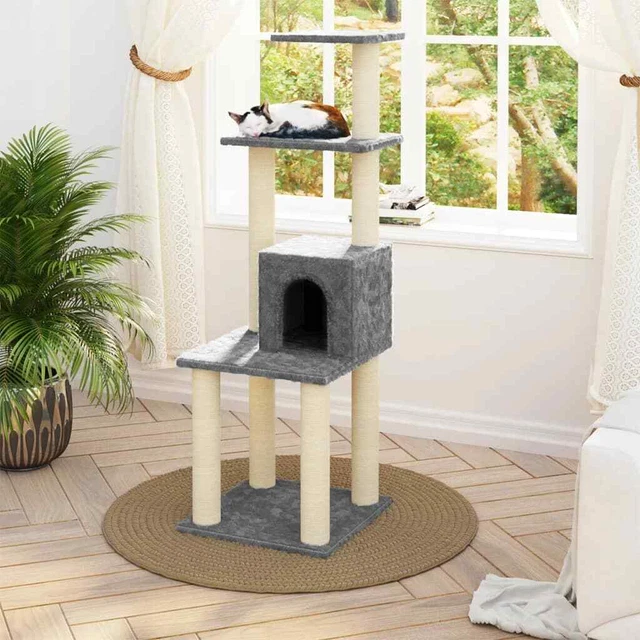 vidaXL Arbre à chat avec griffoirs en sisal Gris clair 105 cm