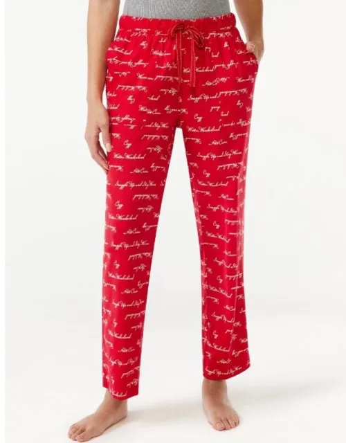 Joyspun Women's Size Large 12-14 Red Soft Flannel Pajama Pants