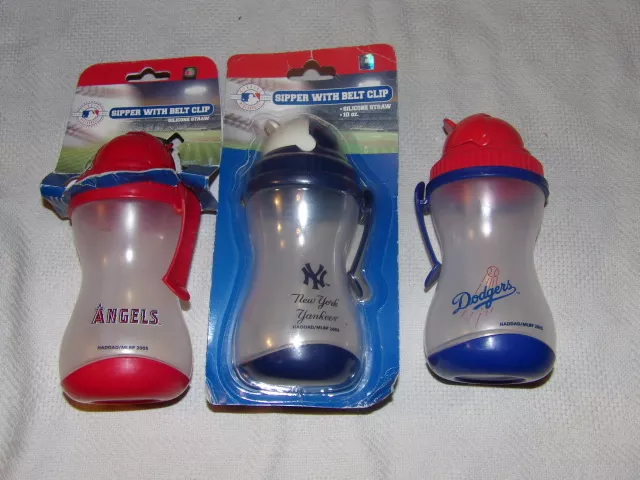 MLB VARIOUS TEAMS SIPPY CUP w/CLIP 10OZ YANKEES DODGERS ANGELS RED SOX NIP