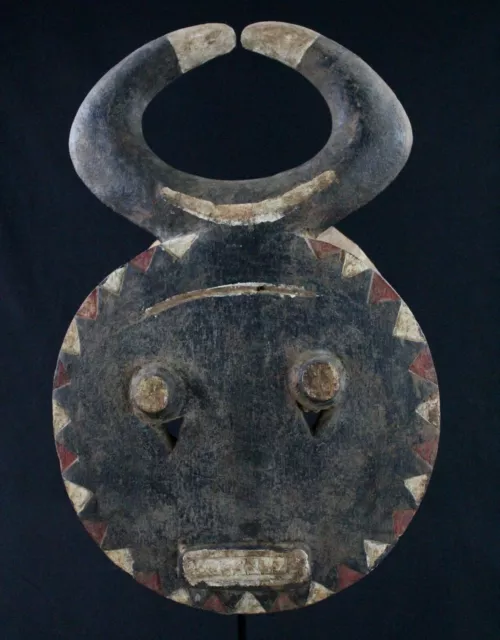 Art African tribal Mask Dance Wooden Baoulé Billiards Ball Goli Male - 41 CMS 2