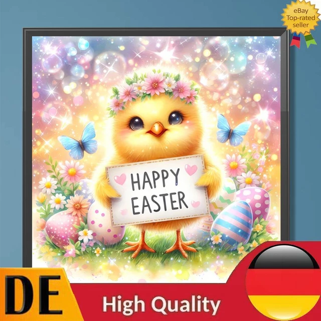 Kit Diamond Painting Pasqua Wishstar – 30 Adesivi Con Coniglietti, Uova E Pulcini, Attività Creativa Per Bambini