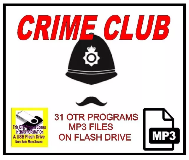 CRIME CLUB 31 Choice Oldtime Radio Shows MP3 OTR On USB Flash Drive