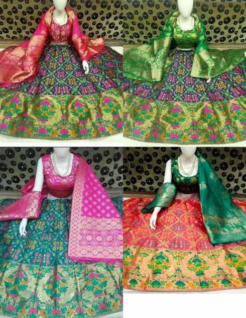 Lengha Blouse Banarasi Silk Lehenga Choli Designer Wedding Indian Latest Dk06