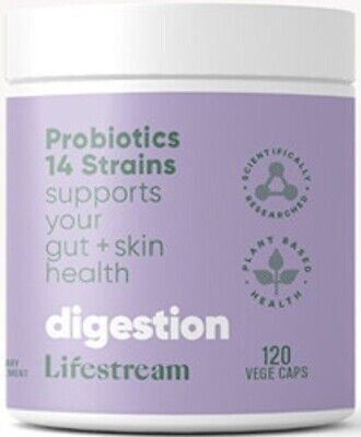 Cápsulas vegetarianas Lifestream Probióticos 14 cepas 120 - hechas en Nueva Zelanda