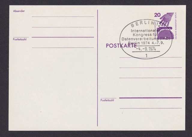 Briefmarken Berlin Ganzsache 20 Pfg. Unfallverhütung SST Berlin Kongress für