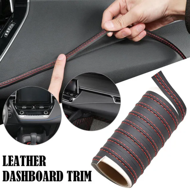 2M PU Leather Car Dashboard Decor Line Strip Sticker Moulding Trim Parts