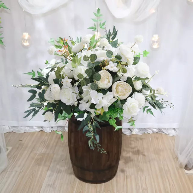 Large Artificial Wedding White Rose Flower Bouquet Top Table Arrangement Decor