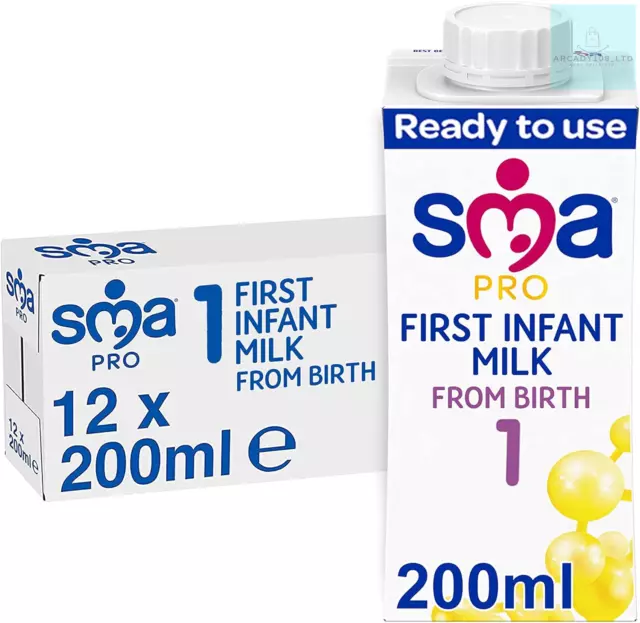 SMA PRO First Infant Baby Milk, From Birth, Ready to Drink, Liquid Formula 200