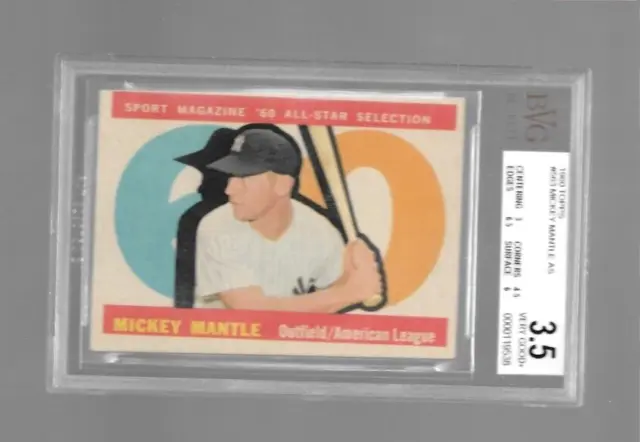 1960 Topps Baseball Mickey Mantle #563 All-Star BGS/BVG 3.5 Very Good +
